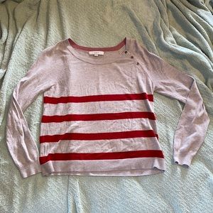 Loft Striped Sweater w/ Buttons